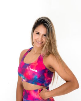 Hukt Ladies Printed Racer Back Top – Pink / Blues