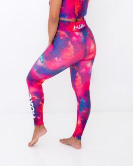 Hukt Ladies High Waisted Full Length Tights - Pink / Blues